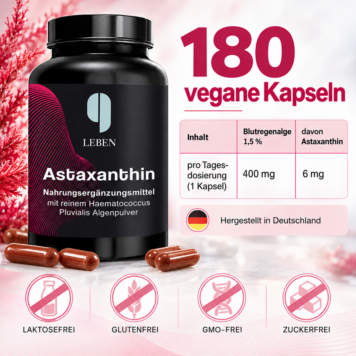 Astaxanthin – 6 mg – 180 Kapseln