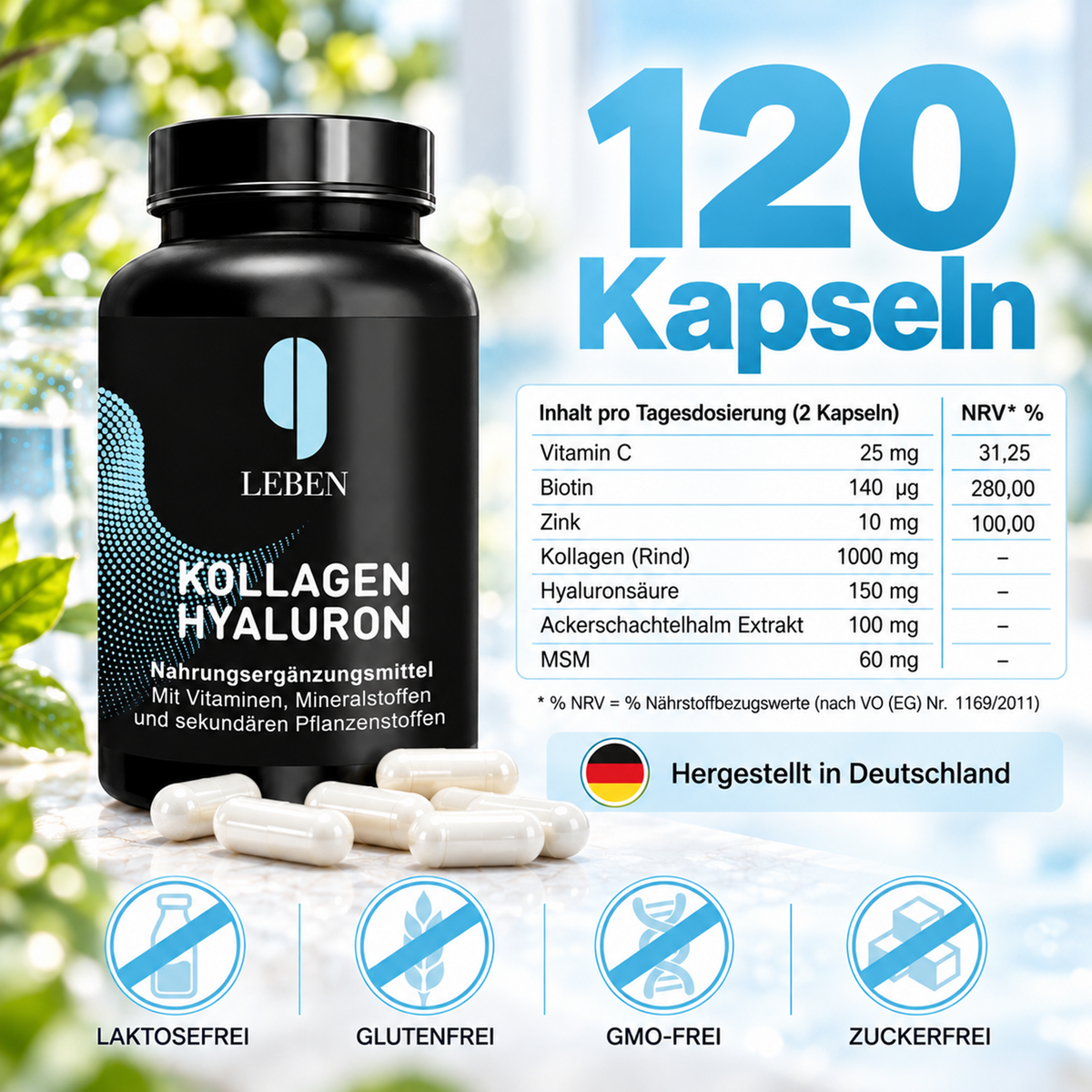 Kollagen + Hyaluron – 120 Kapseln