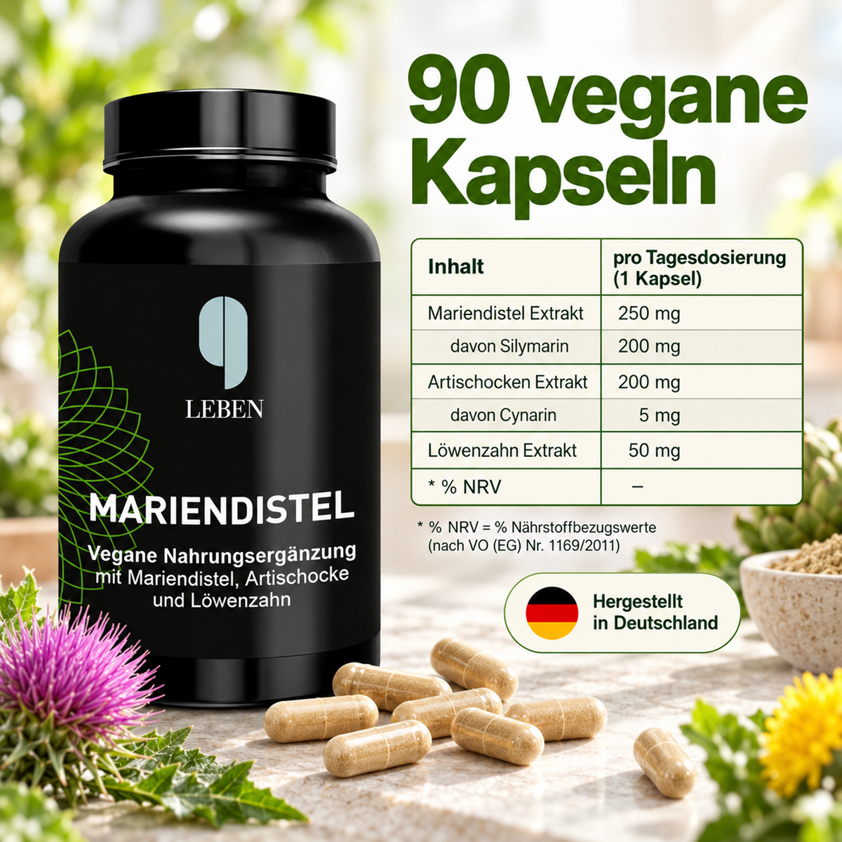 Mariendistel mit Artischocke & Löwenzahn – 90 Kapseln