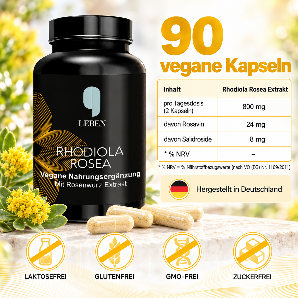 Rhodiola Rosea – 800 mg Rosenwurz-Extrakt