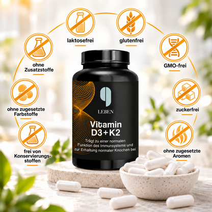 Vitamin D3 + K2 – 5.000 I.E. + 100 µg – 180 Kapseln